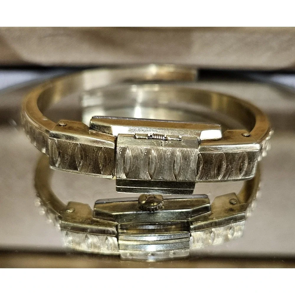 VTG Bucherer Hidden Dial‎ Womens Bangle Bracelet Watch 17 Jewels Swiss UNTESTED